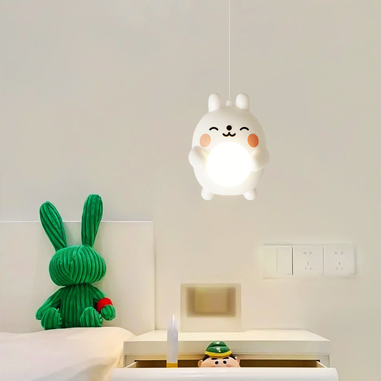 مصباح معلق للأطفال بتصميم آرت ديكو الحديث من الحديد والأكريليك على شكل أرنب LED لغرفة النوم 