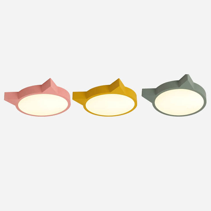 Nordic Macaron Cat Design LED Kids Flush Mount Ceiling Light