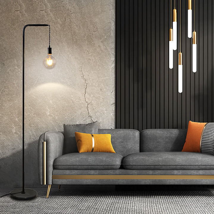 Modern Minimalist Black Iron Long Pole 1-Light Standing Floor Lamp