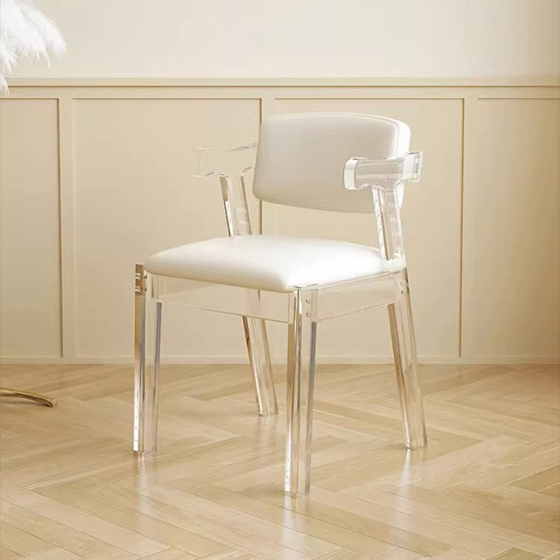 Modern Minimalist Square Microfiber Leather Acrylic Vanity Stool Backrest For Bedroom