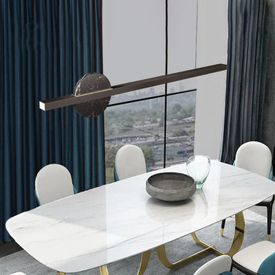 Lustre Contemporain de Luxe en Fer à Ligne Droite Ronde en Marbre LED pour Île pour Salon 