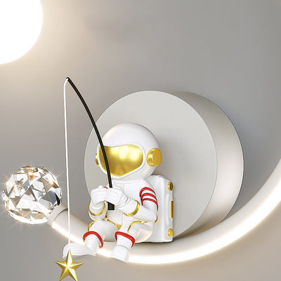 Lámpara Aplique de Pared LED de Aluminio y Hierro Astronauta Creativo Contemporáneo para Dormitorio 