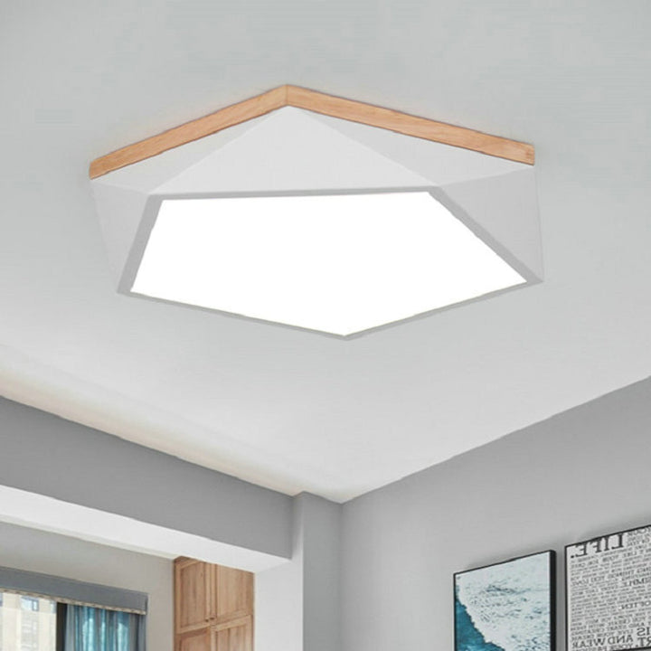 Plafonnier LED en fer acrylique polygone scandinave contemporain pour chambre à coucher 