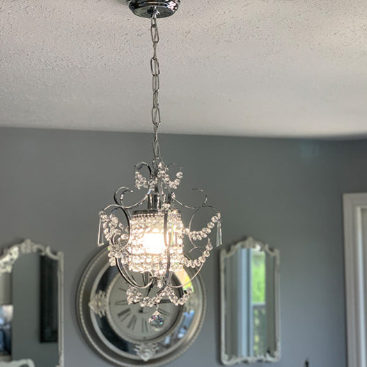Suspension Luminaire en Cristal de Fer Côté Traditionnel de Luxe à 1 Lumière pour Salon 
