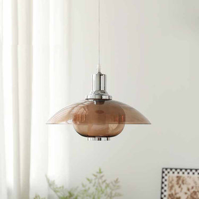 Zeitgenössische nordische bernsteinfarbene Glasscheibe aus Eisen mit 1 Licht für Wohnzimmer 