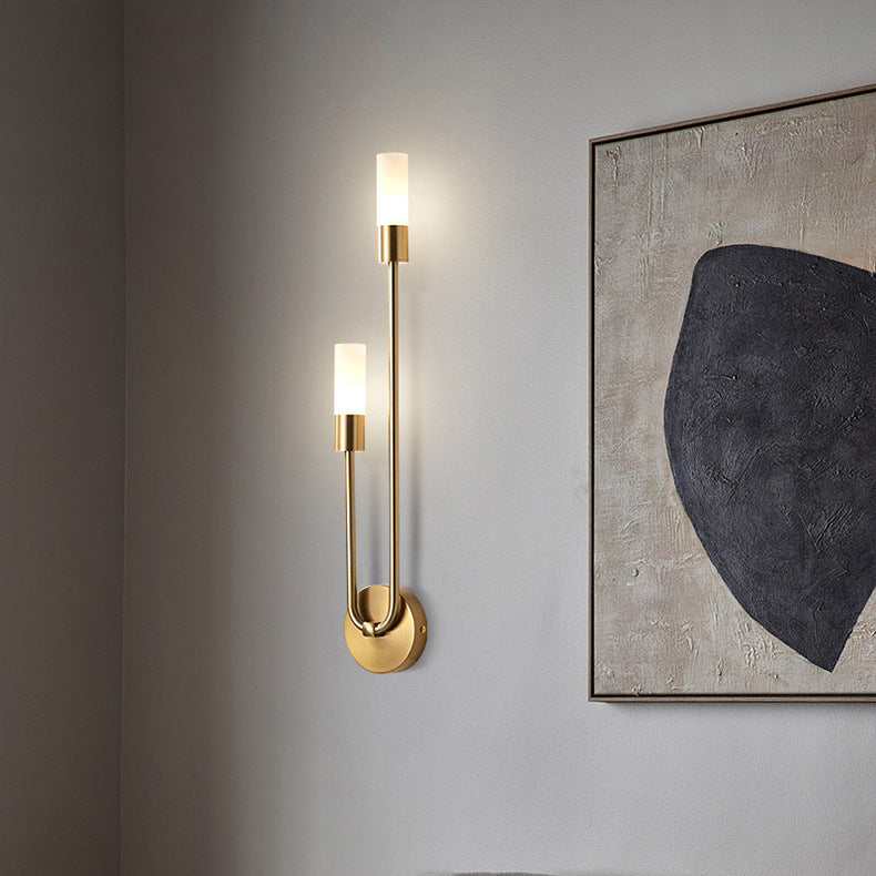 Applique Murale Moderne Minimaliste Cylindrique en Fer et Acrylique à 2 Lumières Pour Chambre 