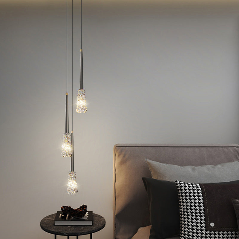 Lustre Contemporain de Luxe en Cuivre Complet avec Abat-jour en Verre Ondulé à Eau 1 Lumière pour Salon 
