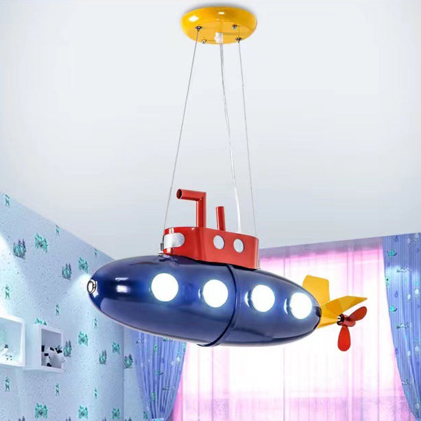 Zeitgenössische kreative Cartoon U-Boot Eisen LED Kinder Kronleuchter für Schlafzimmer 