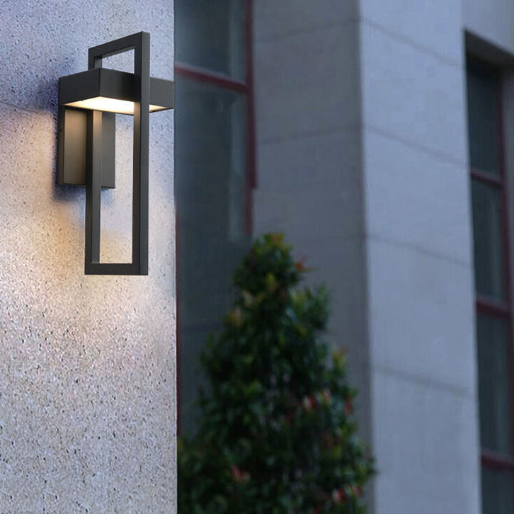 Lámpara de Aplique de Pared Impermeable LED de Acero Inoxidable con Marco Geométrico Minimalista Moderno para Patio Exterior 