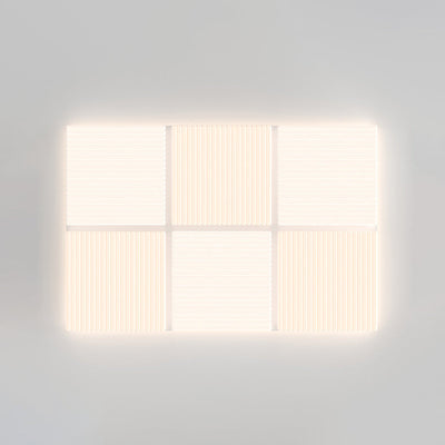 モダンシンプリシティ リブ付き PE キューブシェード LED フラッシュマウント天井灯 リビングルーム用 