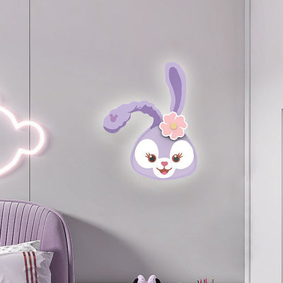 Applique murale LED en fer avec design acrylique de lapin et tigre nordique contemporain pour salon 