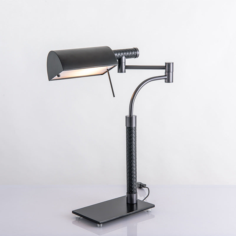 Zeitgenössische nordische rechteckige Zylinder-Tischlampe aus Eisenleder mit 1 Licht für Schlafzimmer 