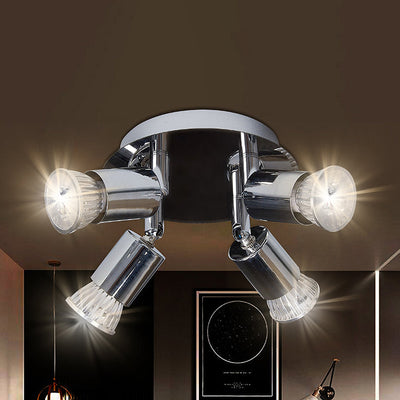 Luminaire de plafond semi-encastré à 4 lumières en métal acrylique rond minimaliste moderne pour salon 