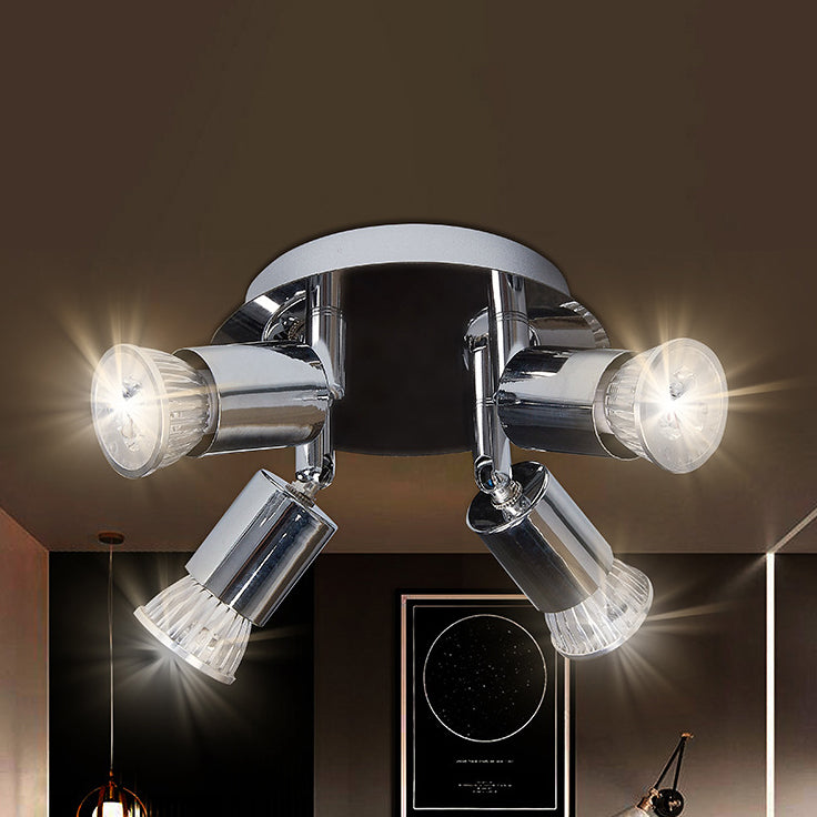 Luminaire de plafond semi-encastré à 4 lumières en métal acrylique rond minimaliste moderne pour salon 