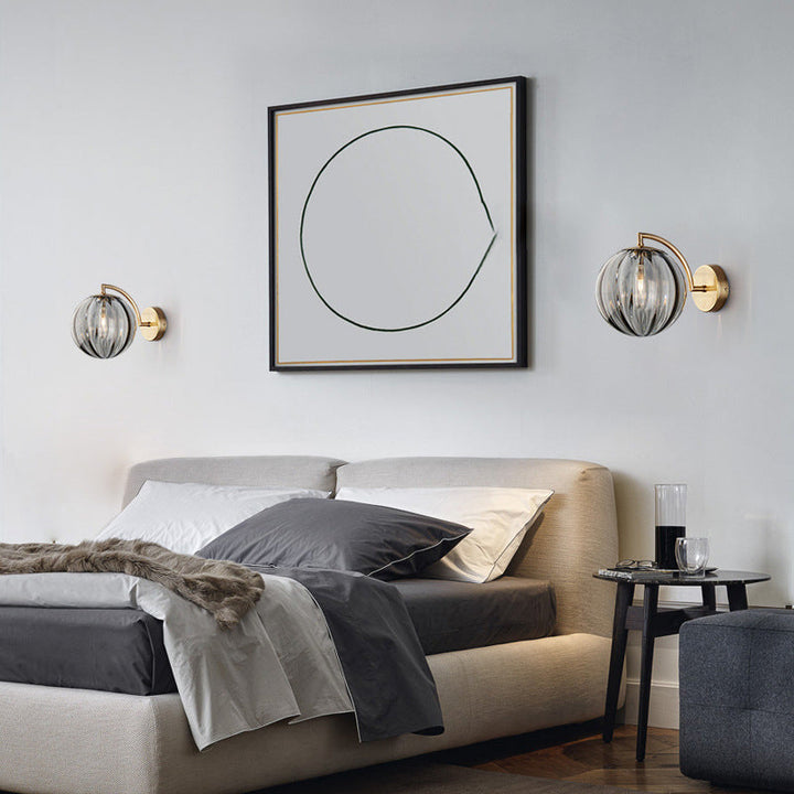 Zeitgenössische skandinavische runde Kugel Eisen Glas 1-Licht Wandleuchte Lampe für Wohnzimmer