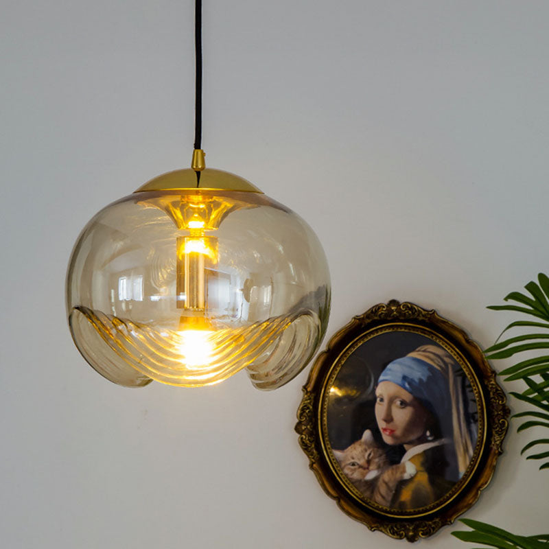 Contemporary Scandinavian Oval Column Iron Glass 1-Light Pendant Light For Bedroom