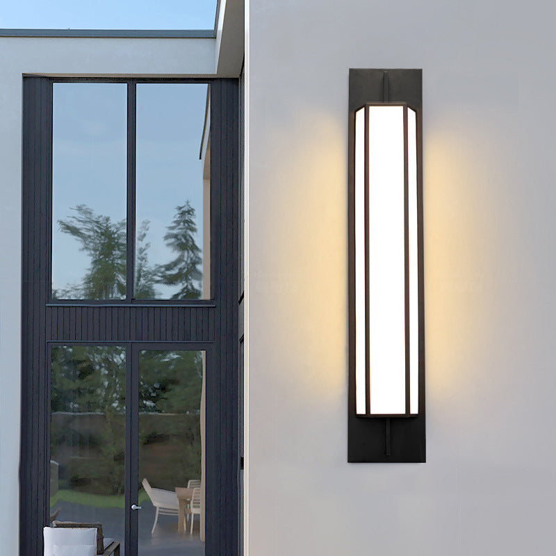 Modern Minimalist Long Square PMMA Stainless Steel LED Outdoor Wall Sconce Lamp For Garden