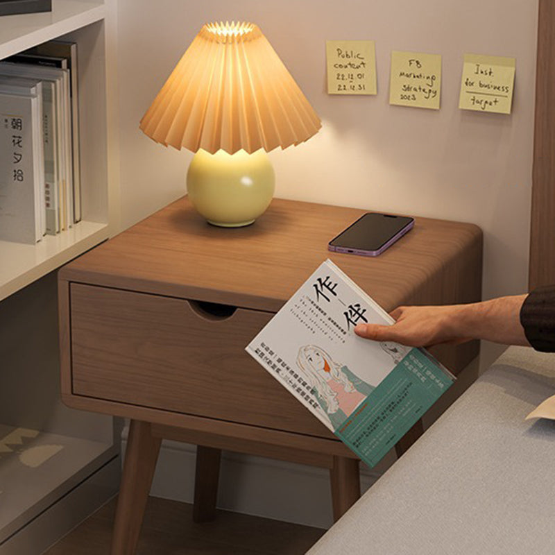 Mesita de noche moderna de simplicidad cuadrada cúbica rectangular de madera de caucho con 1/2 cajón para al lado de la cama 