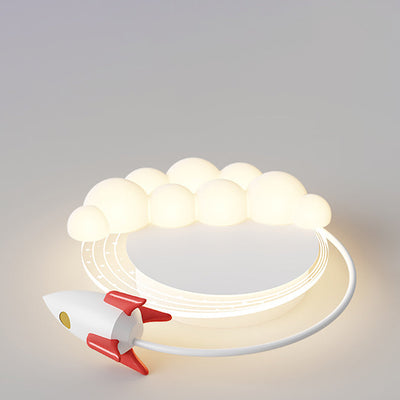 Moderne Art Deco Kinder Eisen PE Rakete Wolke Runde LED Unterputz Deckenleuchte Für Schlafzimmer 