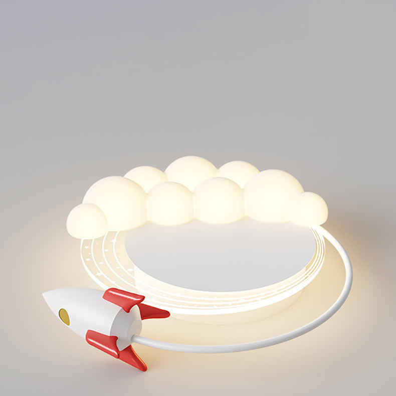 Moderne Art Deco Kinder Eisen PE Rakete Wolke Runde LED Unterputz Deckenleuchte Für Schlafzimmer 