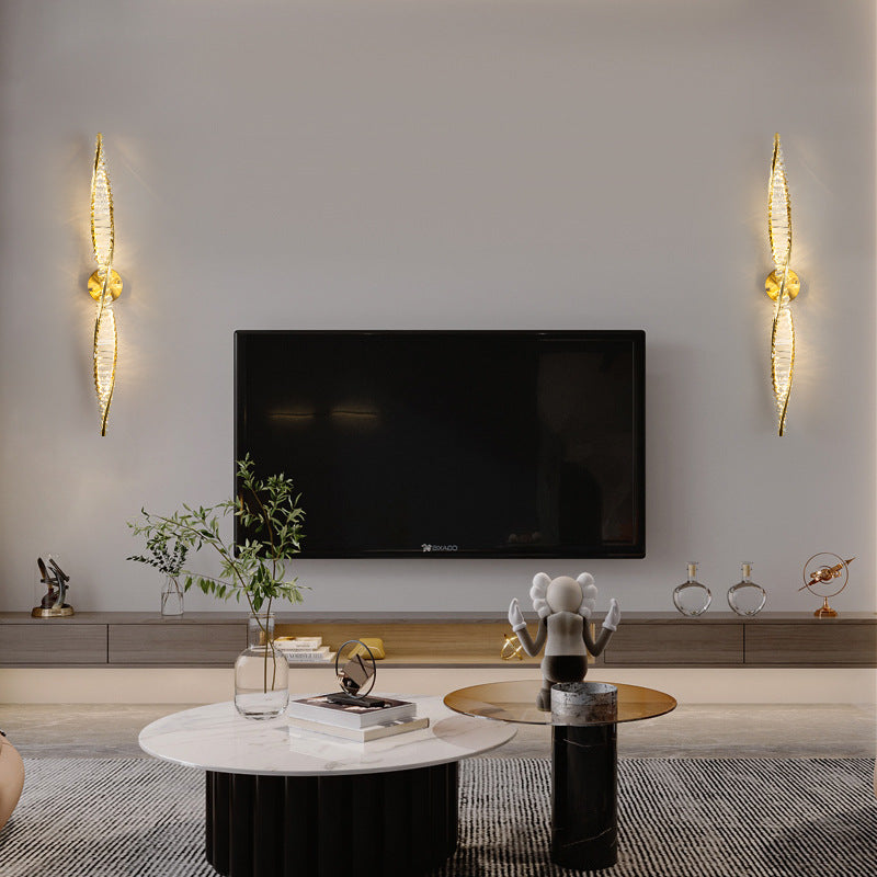 مصباح حائط LED بتصميم بلوري نحاسي ملتوي على الطراز الإسكندنافي المعاصر لغرفة المعيشة 
