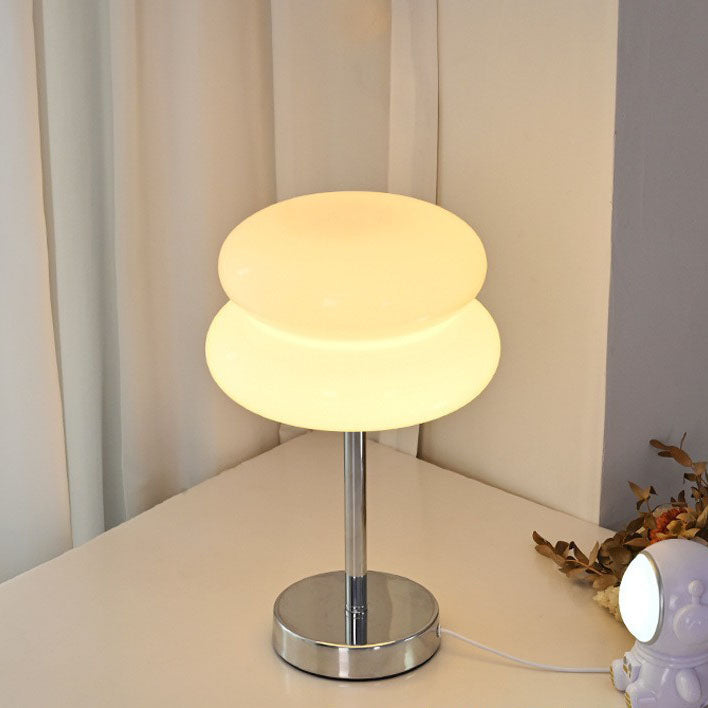 Lampe de table LED en verre et fer USB champignon rond créatif contemporain pour salon 
