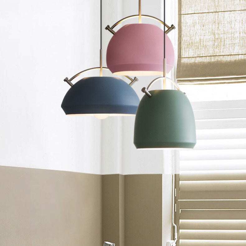 Lámpara colgante de 1 luz redonda de aleación de aluminio nórdica Macaron 