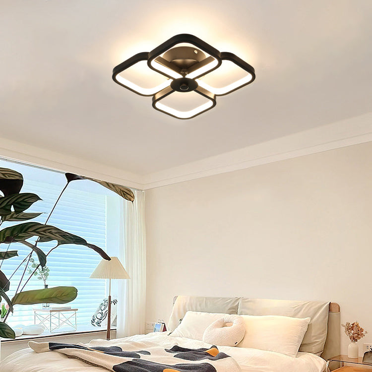Modern Minimalist Clover Shape Aluminum LED Semi-Flush Mount Ceiling Light