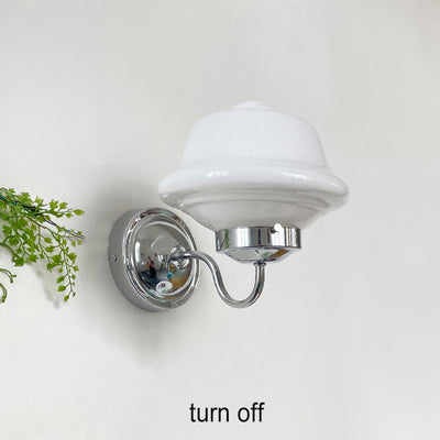 Zeitgenössische Retro Runde Wolken Eisen Glas 1-Licht Wandleuchte Lampe für Schlafzimmer 