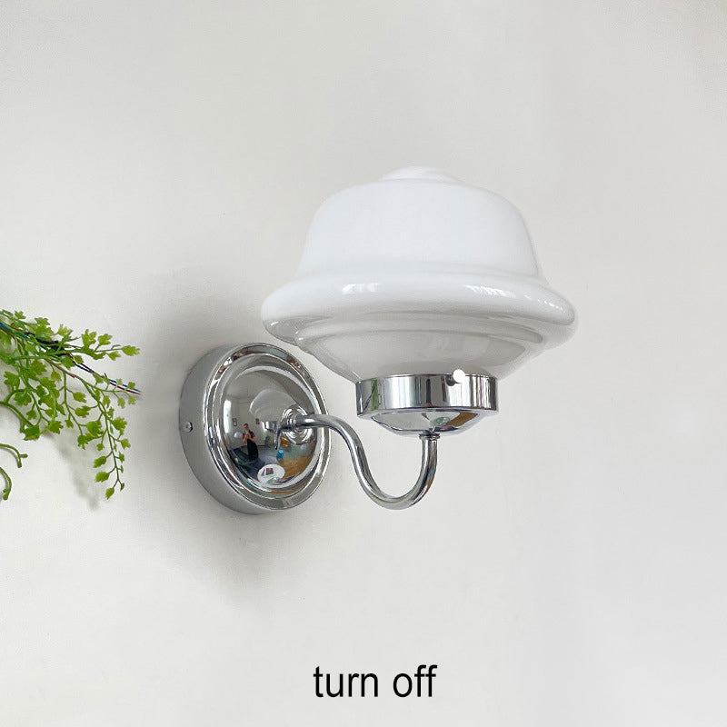 Zeitgenössische Retro Runde Wolken Eisen Glas 1-Licht Wandleuchte Lampe für Schlafzimmer 