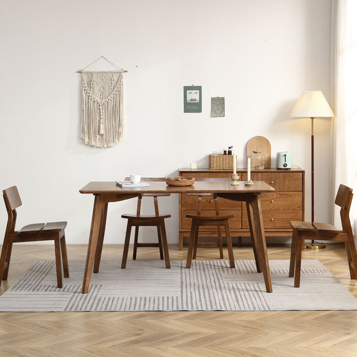 Chaise de salle à manger contemporaine en bois de frêne nordique avec dossier carré rectangulaire pour salle à manger 