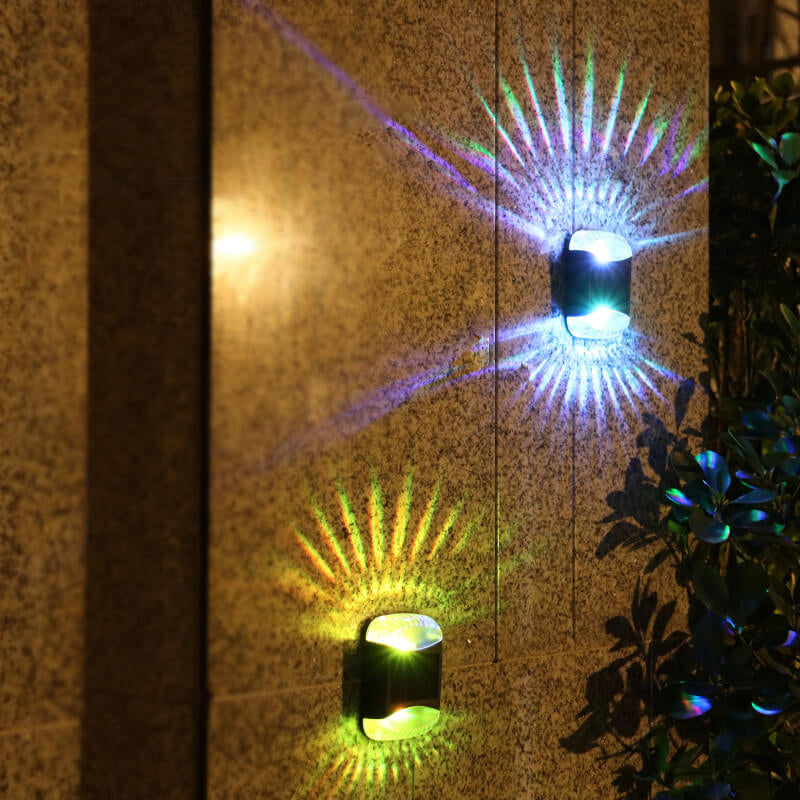Lámpara de Aplique de Pared Exterior LED Cuadrada de Plástico Impermeable Decorativa Moderna Solar 
