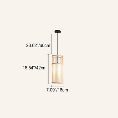 Japanese Zen Bamboo Weaving Lantern 1-Light Pendant Light