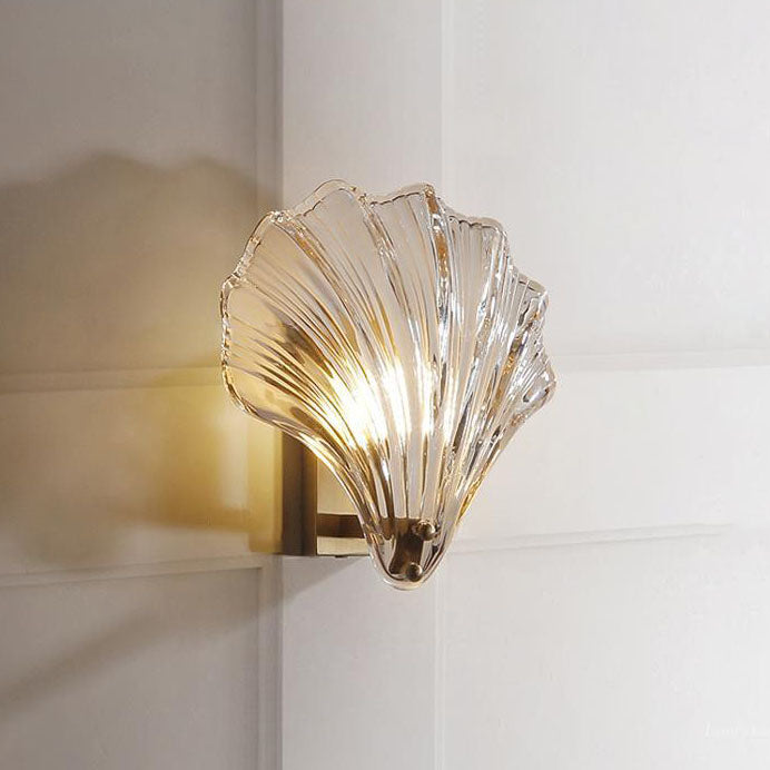 Zeitgenössische kreative Schale aus Kupferglas 1-Licht-Wandleuchte für das Schlafzimmer 