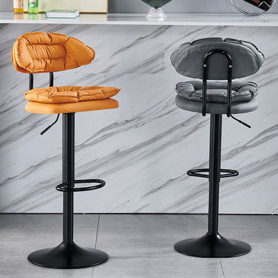 Taburete de mostrador semicircular con respaldo y reposapiés de esponja SGS de tela de simplicidad moderna para cocina 