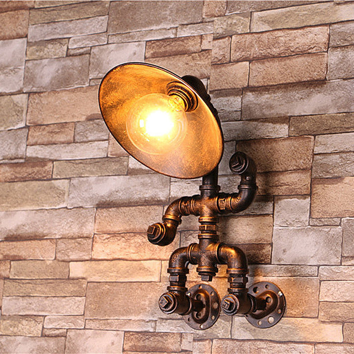 Applique murale contemporaine en forme de dôme industriel en fer avec 1 lumière pour salon 