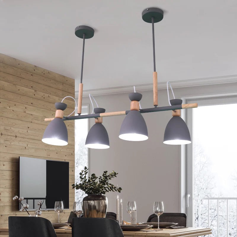 Moderne minimalistische Kuppel Eisen Metall 4-Licht Insel Licht Kronleuchter für Esszimmer 