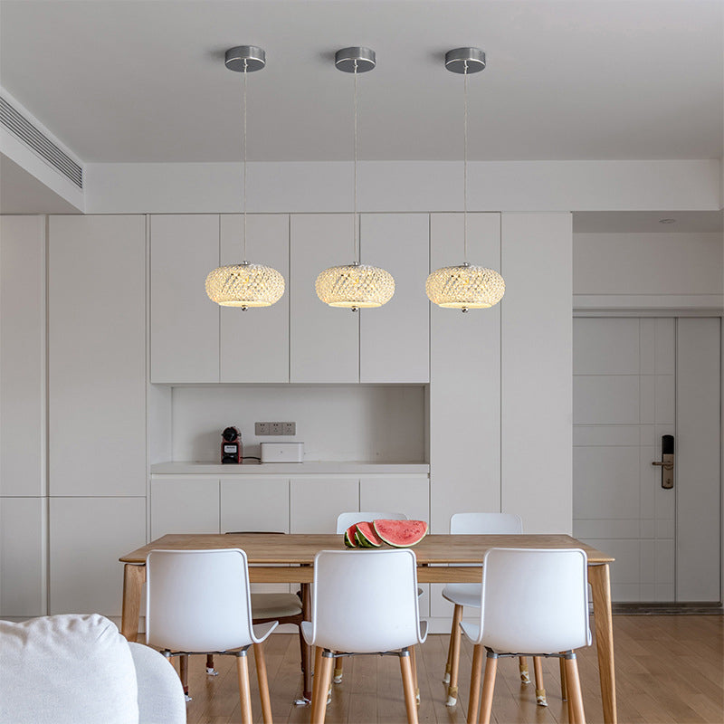 Moderne minimalistische ovale LED-Pendelleuchte aus Eisenkristall für Schlafzimmer 