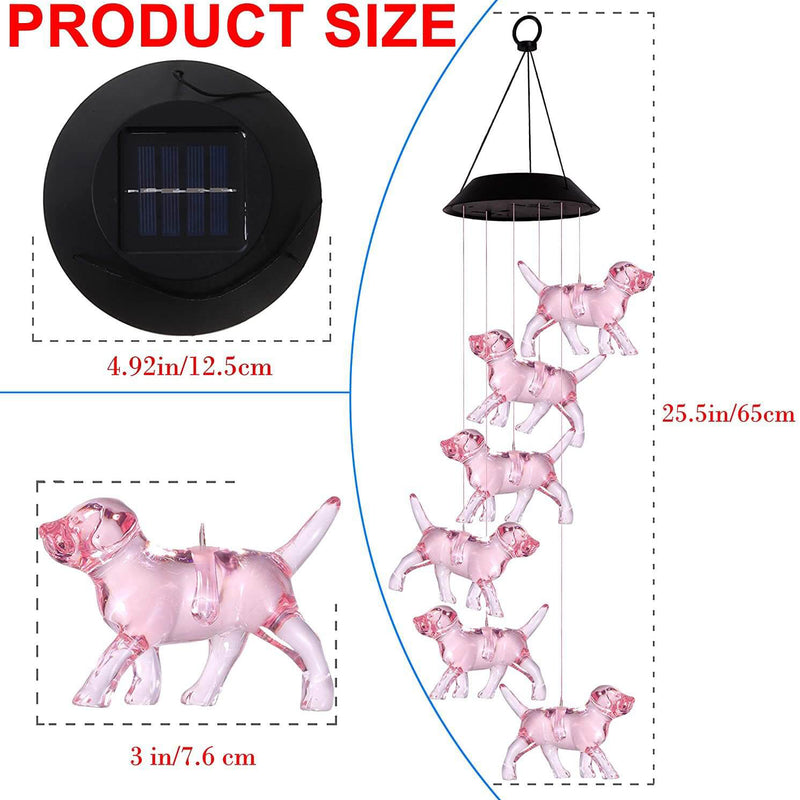 Modern Decorative Solar Colorful Wind Chime Puppy ABS Plastic LED Outdoor Landscape Lighting