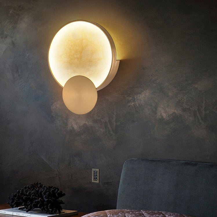 Moderne minimalistische runde Eisen Marmor LED Wandleuchte Lampe für Wohnzimmer 