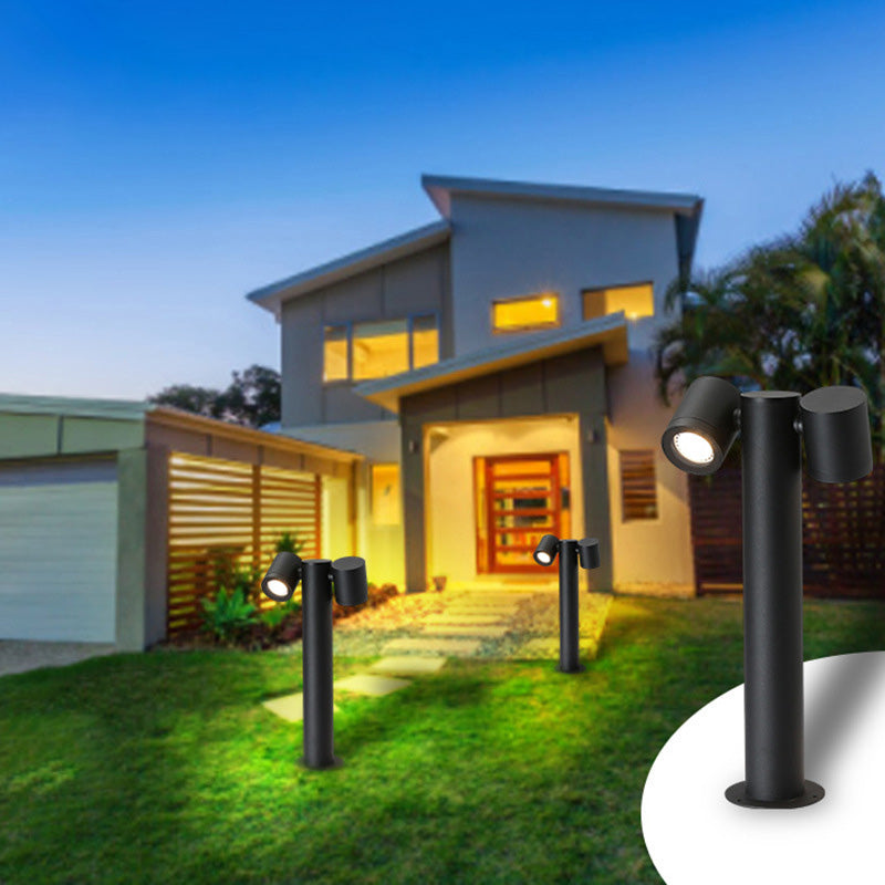 Modern Minimalist Rotatable Cylinder Round Tempered Glass Aluminum LED Outdoor Ground Light For Garden