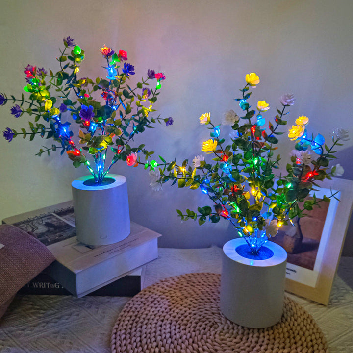 Lámpara de Mesa LED de Flor de Loto de Plástico Minimalista Moderna para Sala de Estar 