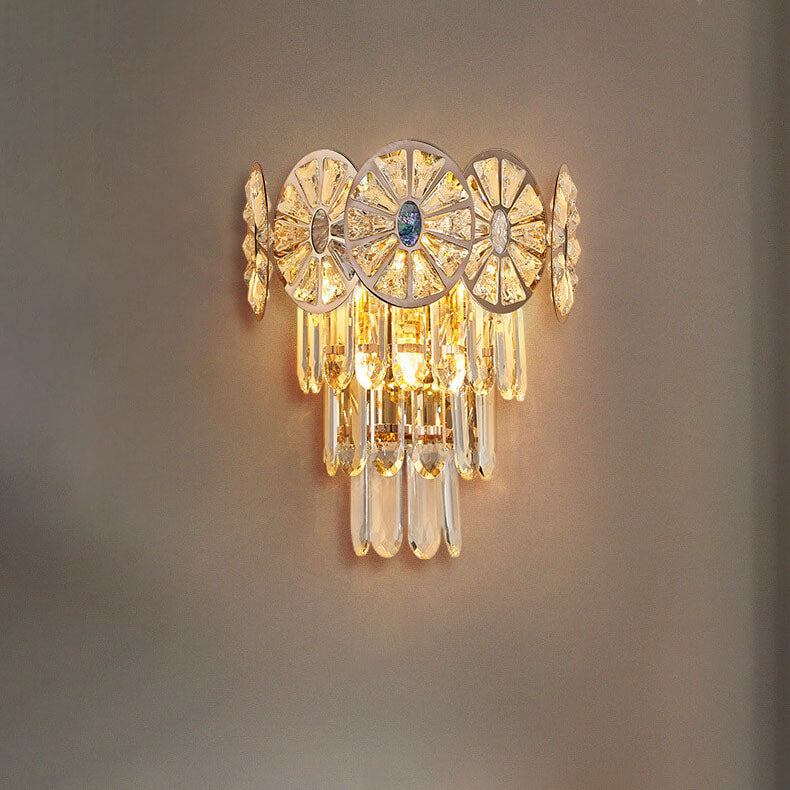Modern Luxury Rhombus Crystal Shell 3-Light Wall Sconce Lamp
