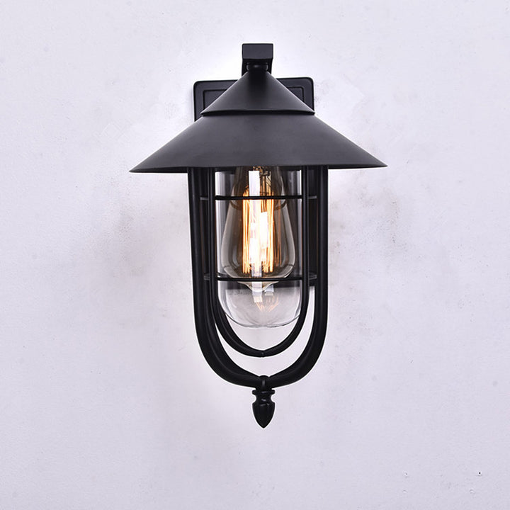 Zeitgenössische industrielle menschliche Wahrnehmung Eisen Glas 1-Licht Außenwandleuchte Lampe für Garten 