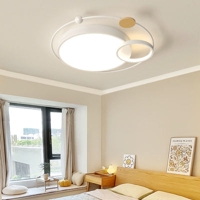 Contemporary Creative Iron Acrylic Round LED Flush Mount Ceiling Light For Bedroom