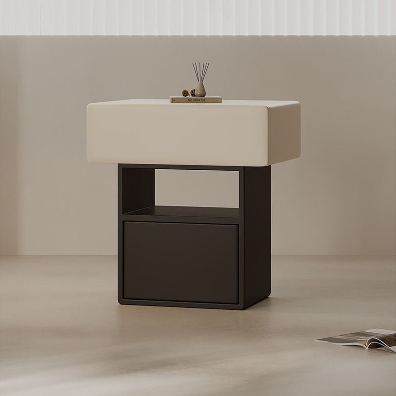 Chevet moderne minimaliste carré en pin à faible teneur en carbone avec 1 tiroir pour chambre à coucher 
