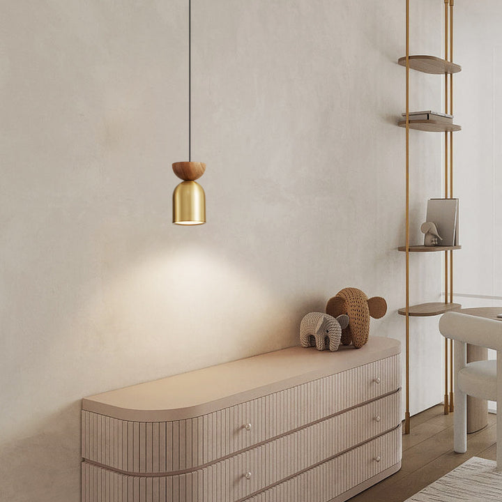 Zeitgenössische skandinavische Zylinder-Pendelleuchte aus Vollmessing mit 1 Licht für das Schlafzimmer 