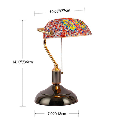 Contemporary Boho Iron Glass Rectangular Mosaic Zipper 1-Light Table Lamp For Bedroom