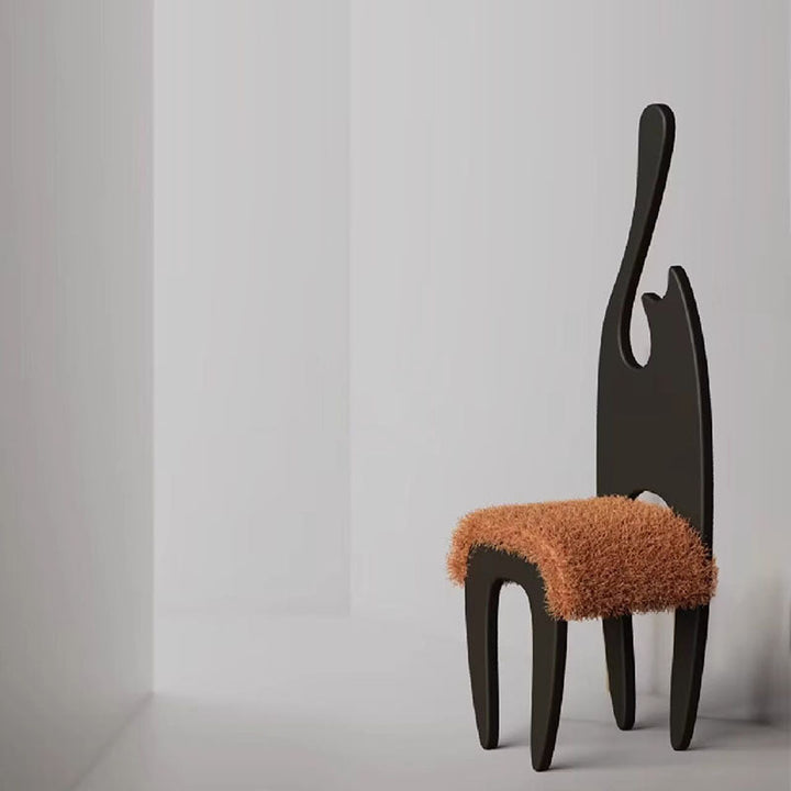 Contemporary Creative Rectangular Cat Ash Wood Fabric Chair Backrest For Living Room