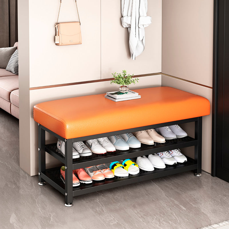 Modern Luxury Rectangle Synthetic Fabric Carbon Steel Shoe Storage 2-Shelf For Entryways